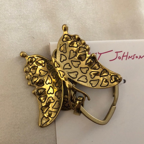 Betsey Johnson Burnished Gold Tone Butterfly Handbag Charm Key Fob Crystal NWT - Picture 12 of 16